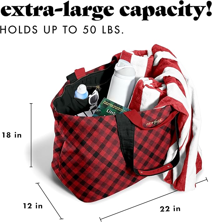 Fit & Fresh Large Beach Bag for Women - Extra Large Travel Tote With Pockets