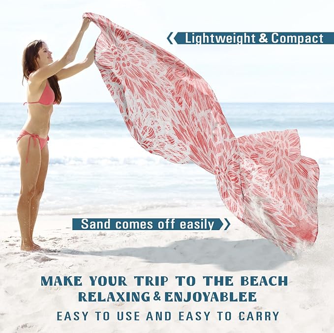 Famstar Beach Blanket Sandproof Waterproof 78''×81''1-5 Adults Oversized,Compact Lightweight Durable Beach Mat for Travel Camping Hiking Picnic Blanket
