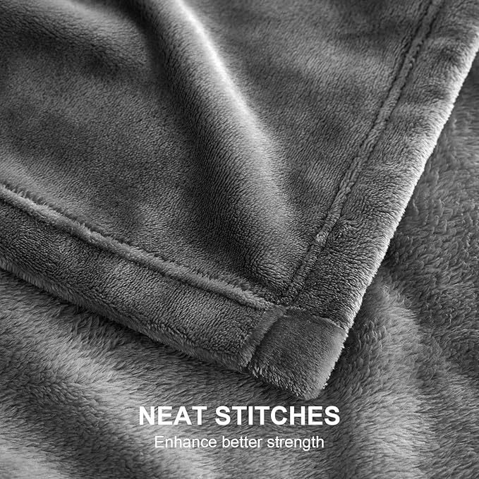 Hansleep Fleece Grey Throw XL Blanket, Super Soft Flannel Fuzzy Plush Cozy Blanket for All Seasons, Grey, Throw XL 50x70 Inches
