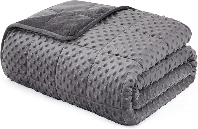 L'AGRATY Weighted Blanket for Adult - 60"x80" 17lbs Minky Dots Heavy Blanket with Glass Beads Soft Breathable for All-Season Summer Fall Winter Thick Comfort for Sleeping