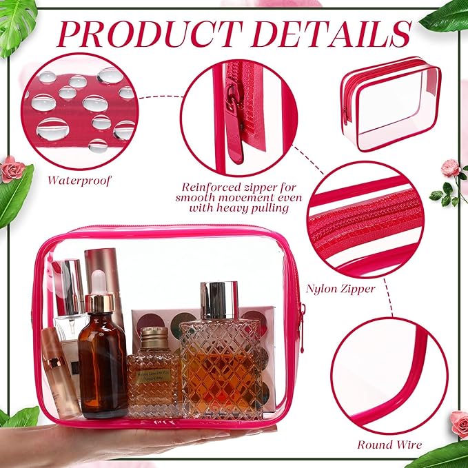Weewooday 12 Pieces Clear Makeup Bags Cosmetic Storage Bags PVC Zipper Pouches Travel Waterproof Makeup Plastic Case for Women Organizing Toiletries Traveling Bathroom