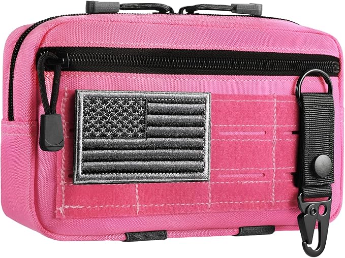 FRTKK Tactical Molle Admin Pouch Utility Laser Cut EDC Tool Pouch Bag Horizontal Modular Pouches Include US Flag Patch and Keychain