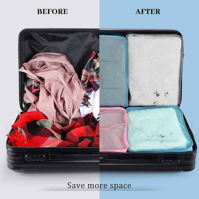 Tudomro 12 Pcs Large Packing Cubes Luggage Organizers for Suitcase Mesh Travel Organizer Bags Travel Packing Organizers for Traveling Camping Hiking