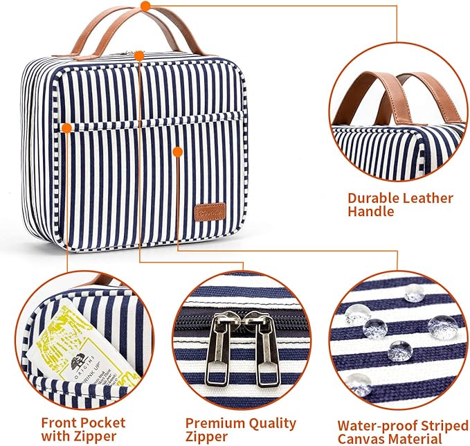 Bosidu Hanging Travel Toiletry Bag,Large Capacity Cosmetic Travel Toiletry Organizer for Women with 4 Compartments & 1 Sturdy Hook,Perfect for Travel/Daily Use/Christmas