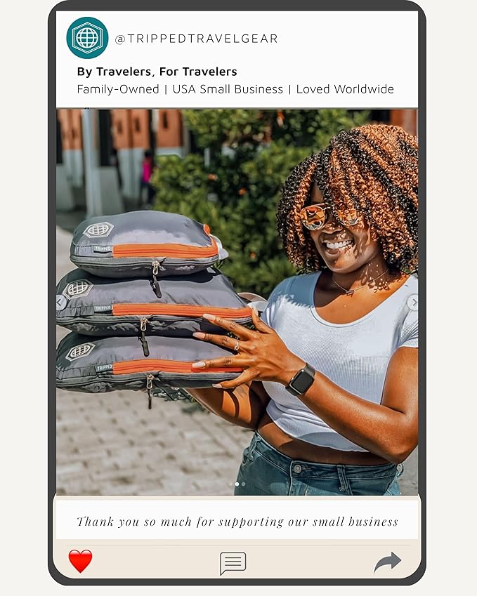 Compression Packing Cubes 6 Piece Set for Carryon Suitcases- Lightweight, Durable Clothes Organizer (Grey and Orange)