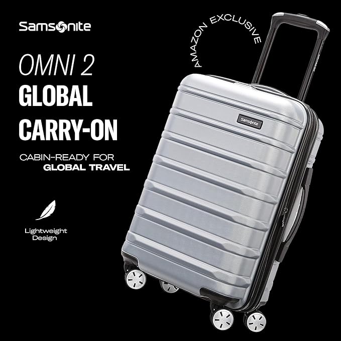 Samsonite Omni 2 International Carry-On Luggage with 360° Spinner Wheels - Scratch Resistant Hardshell - TSA, Airline-Approved - Expandable Polycarbonate Shell for Lightweight Travel - Caribbean Blue