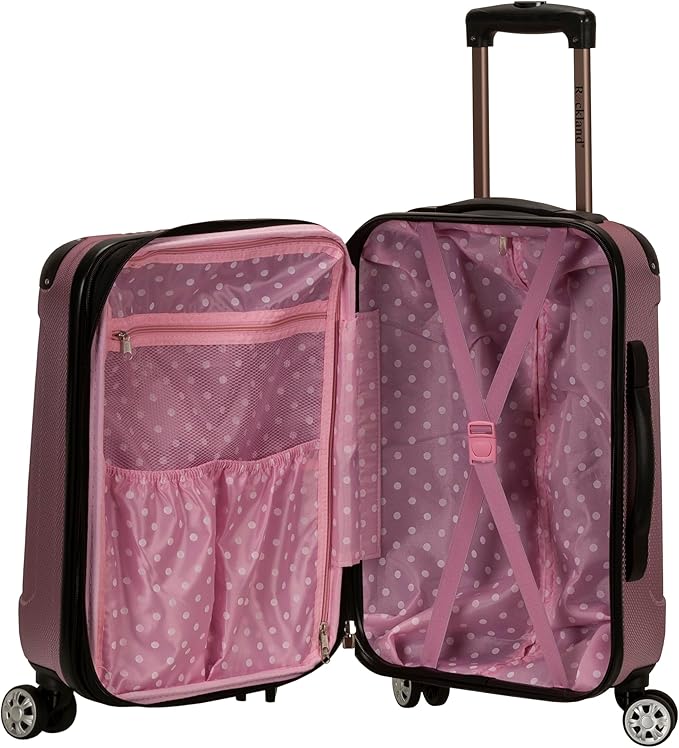 Rockland London Hardside Spinner Wheel Luggage Set, Pink, Carry-On 20-Inch and Tote 14-Inch (F1902-PINK)