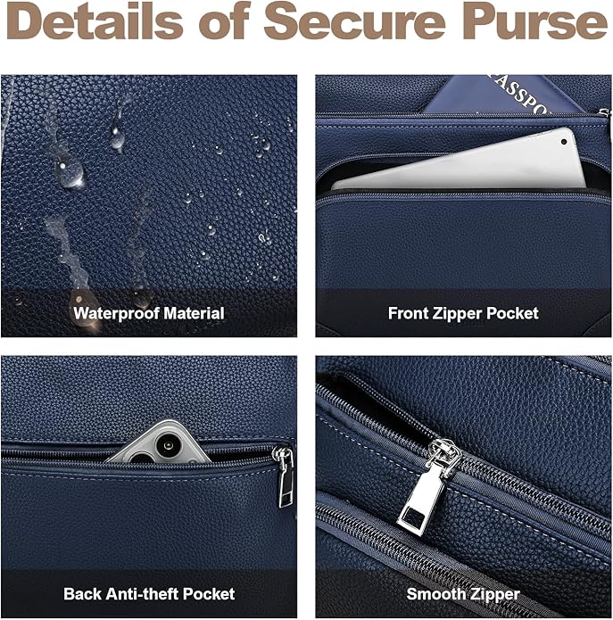 SYTRAH Anti-Theft Crossbody Purse for Women, Crossbody Shoulder Bag with Built-in Wallet & RFID Blocking for Travel Workout