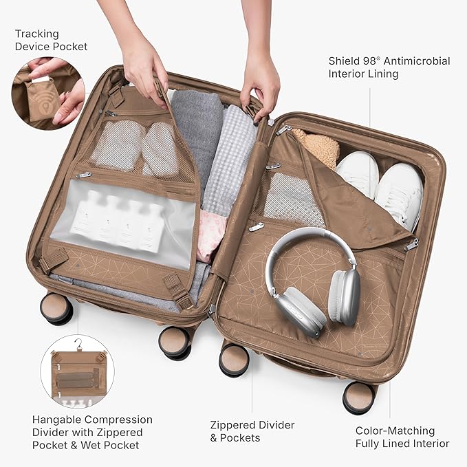 Traveler's Choice Edinburgh II Hardside Spinner Luggage, TSA Lock, Sand, 2 Piece Set (21/29)