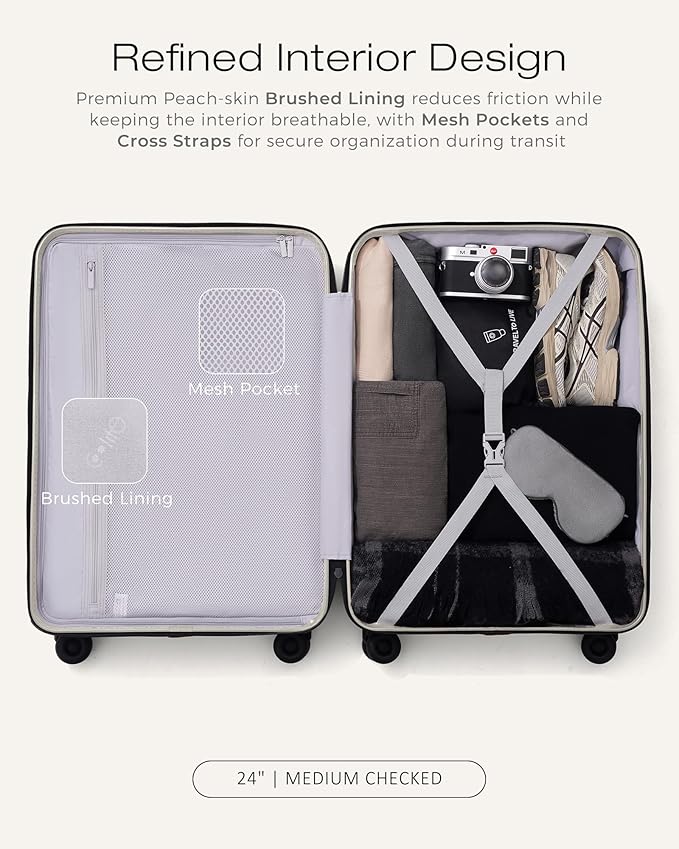 Coolife Luggage Suitcases Hardside Lightweight: Durable PC Expandable Travel 3 Piece Set with Dual Spinner Wheels & TSA Lock, 20/24/28 (20" Expandable) (White, 3-Piece Set (20/24/28))