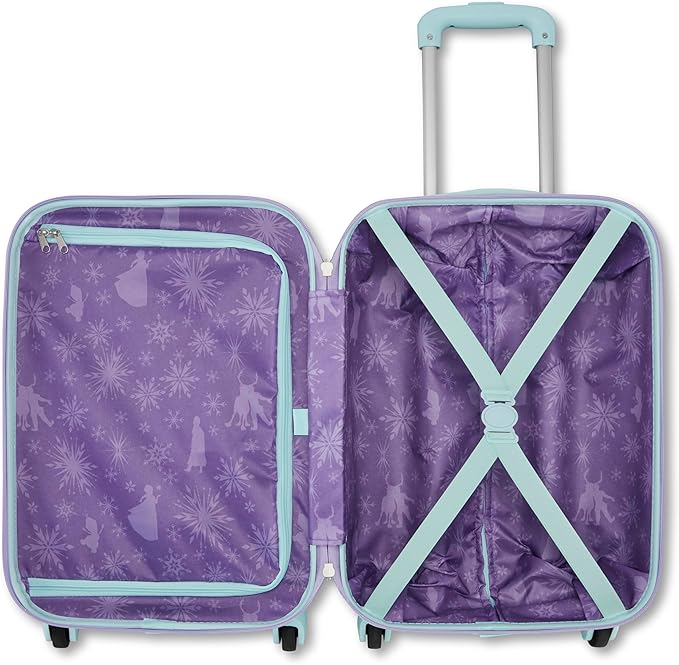 American Tourister Disney Frozen Carry-On Luggage - Airline Approved, Durable Hardshell with Favorite Frozen Characters - Roll Confidentially with Spinner Wheels & Colorful Adjustable Handle