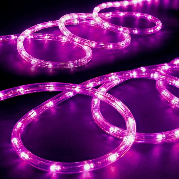 288LEDs, 25ft LED Outside Rope Lights, Waterproof Permanent Outdoor ETL Certified Connectable Clear Tube, Christmas Palm Tree Holiday Decorative Landscape Patio Accent Lighting - Pink