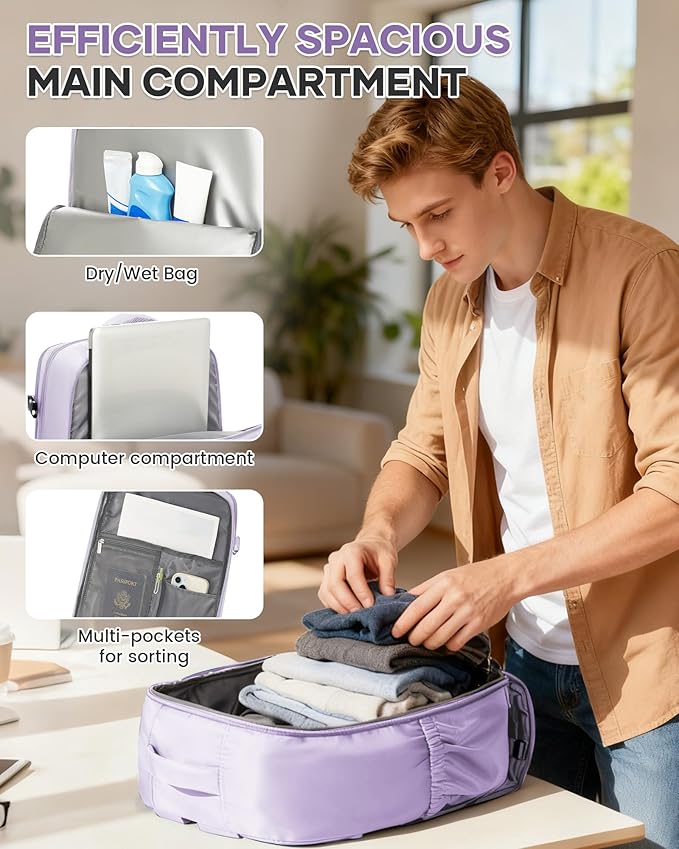 WONHOX Large Travel Backpack Carry on Flight Approved Laptop Work Business Backpack for Women Men Mochila de Viaje