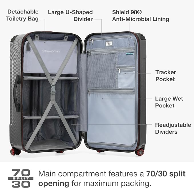 Traveler's Choice Maxporter II Polycarbonate Hardside Trunk with Spinner Wheels, Gray, 31-Inch Large Trunk