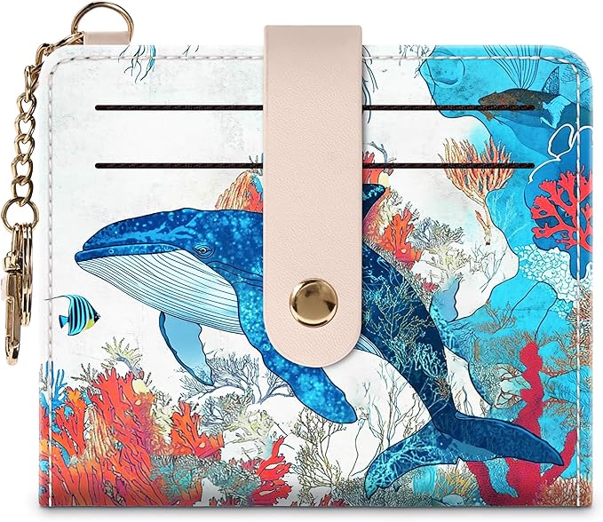 Airkit Small Wallets Woman RFID Blocking Leather Credit Card Holder - with ID Window - Card Wallets for Women - with Zipper Coin Purse - Keychain Wallet