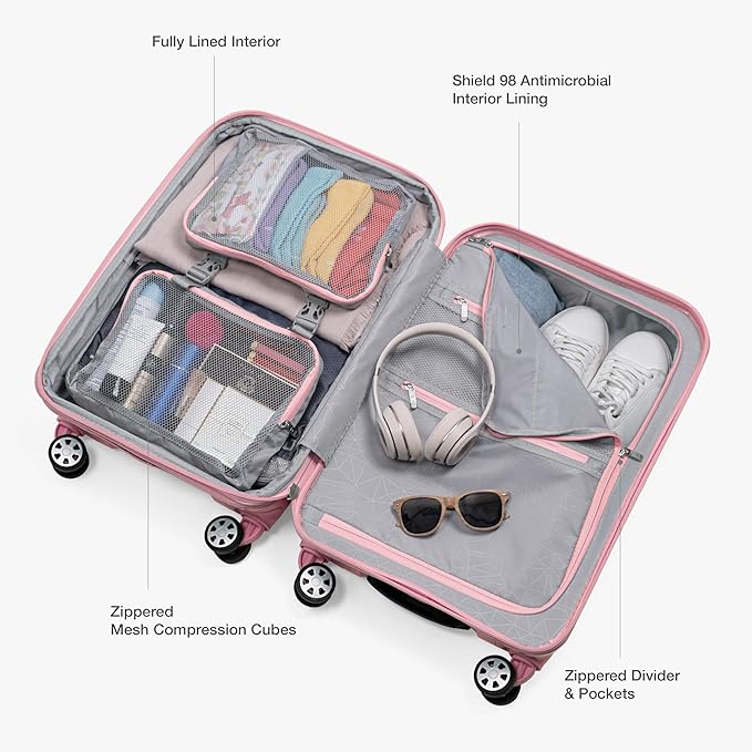 Traveler's Choice Pagosa Hardshell Expandable Luggage with Spinner Wheels, Pink, 30-Inch Large