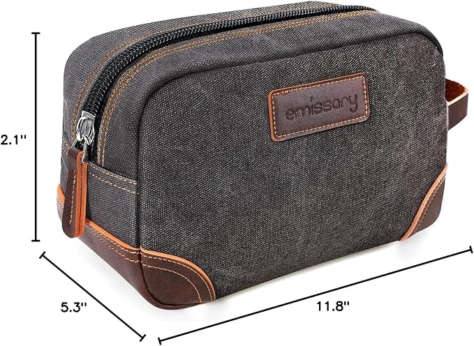 emissary Toiletry Bag for Men, Canvas Travel Toiletry Bag Men's Dopp Kit, Water-resistant Bathroom Bag Mens Shaving Kit, Travel Kit Small Bags, Shaving Bag, Toiletry Bags