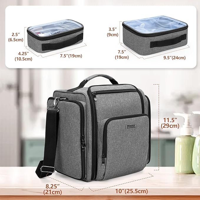 BAFASO Large Travel Toiletry Bag with 4 Removable Pouches, Multifunctional Makeup Bag Hair Bag for Toiletry and Makeup Supplies, Gray