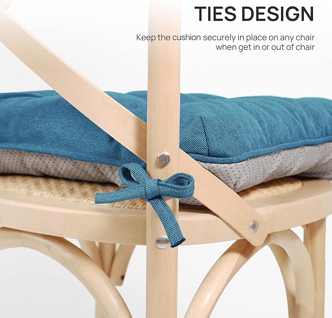 Love's cabin Memory Foam Chair Cushions Set of 4, 15.5"x15.5"x3.5" Indoor & Outdoor Seat Pads for Dining, Kitchen, Office, Patio Chairs - Blue