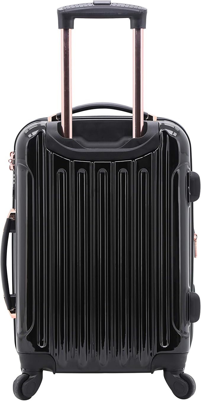 kensie 3 Piece "Alma" Light Metallic Style TSA-Lock Spinner Luggage Set, Midnight Black Option