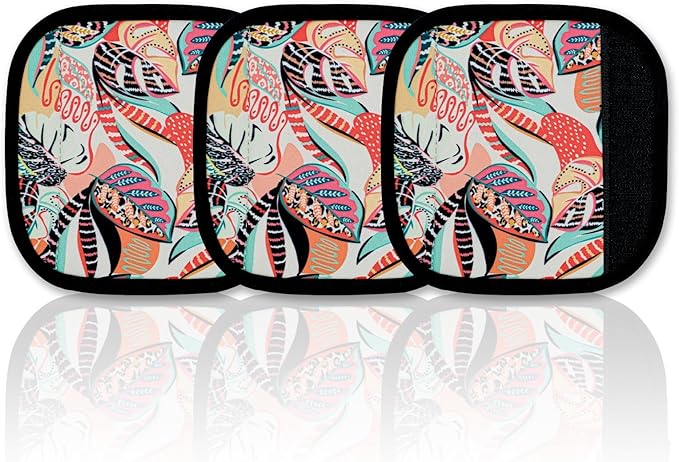 HEYSKAY 3pcs Neoprene Luggage Handle Wrap for Suitcase Identifier Travel Bag Wraps Luggage ID Tags Refrigerator Oven Door Handle Covers (Leaviesx3)