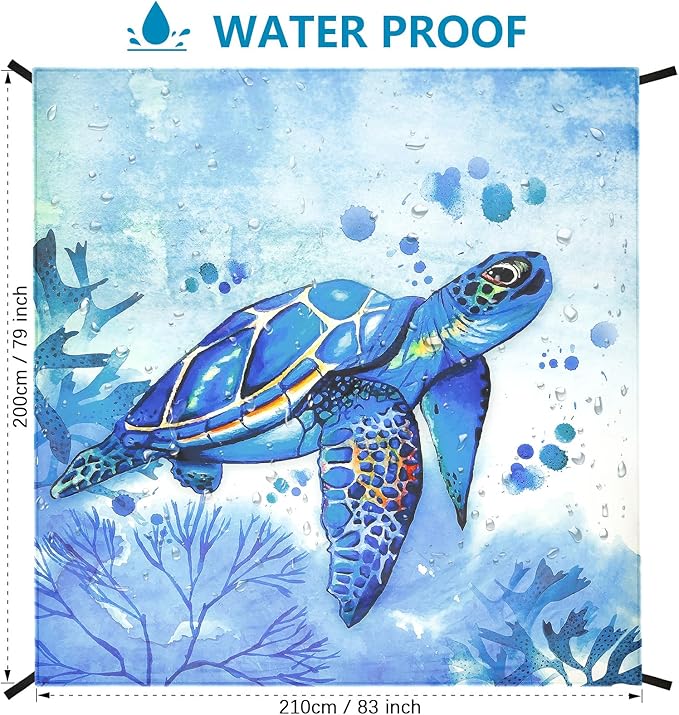 Beach Blanket Waterproof Sandproof Beach Mat for 1-8 Adults Quick Drying Durable Outdoor Picnic Mat for Beach Festival Travel Camping Hiking (BL-Seaturtle, 79"×83"(4 Person))