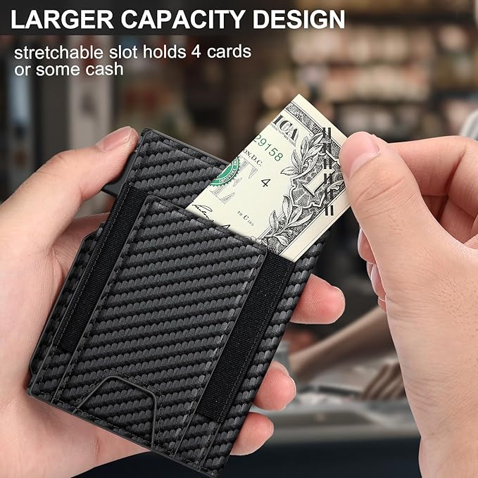 Wallet for Men Wallet with Slim Pop Up Card Holder 9-13 Cards, Bifold Minimalist Smart Wallet RFID Blocking Credit Card Holder with ID Window & Stretchable Cash Slot Compact Metal Aluminum Card Case