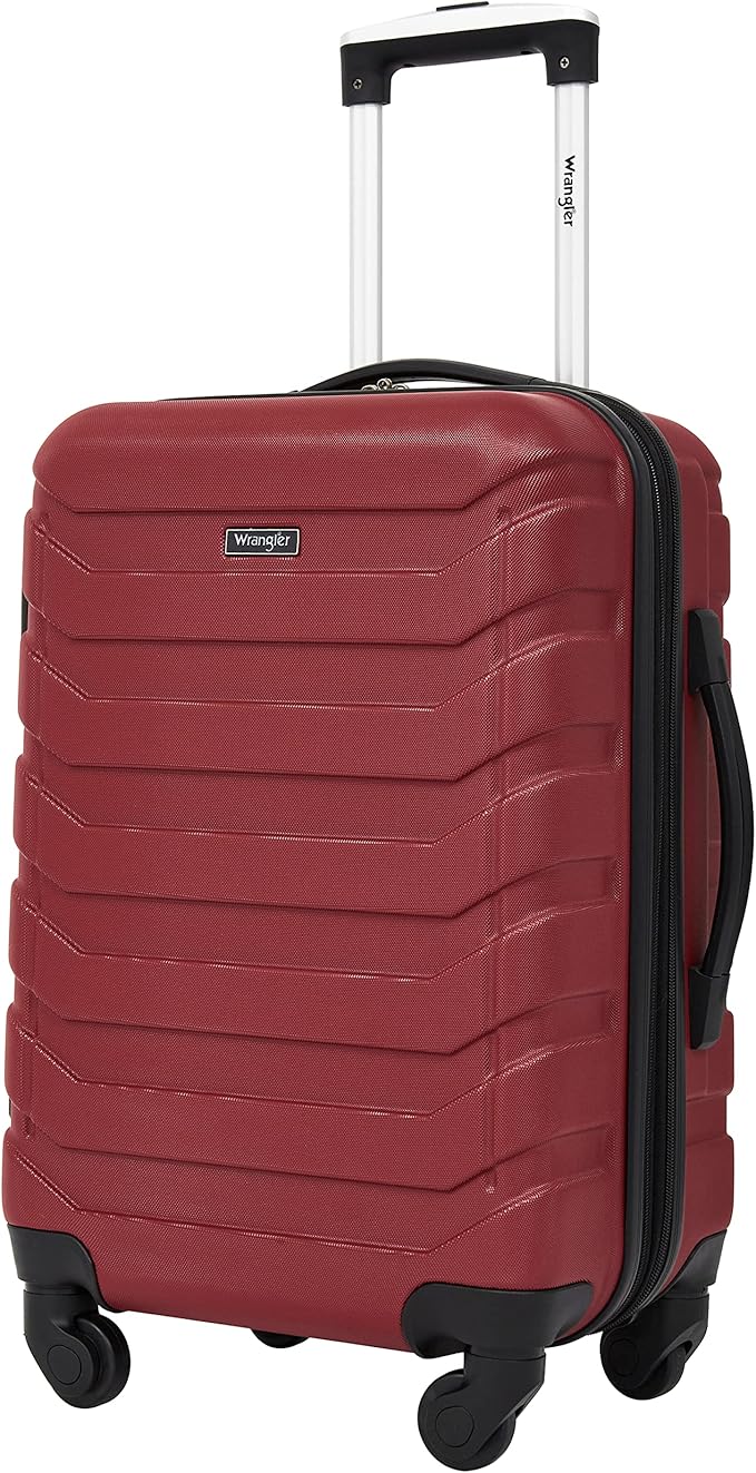 Wrangler 4 Piece Miami Luggage and Packing Cubes Set, Red