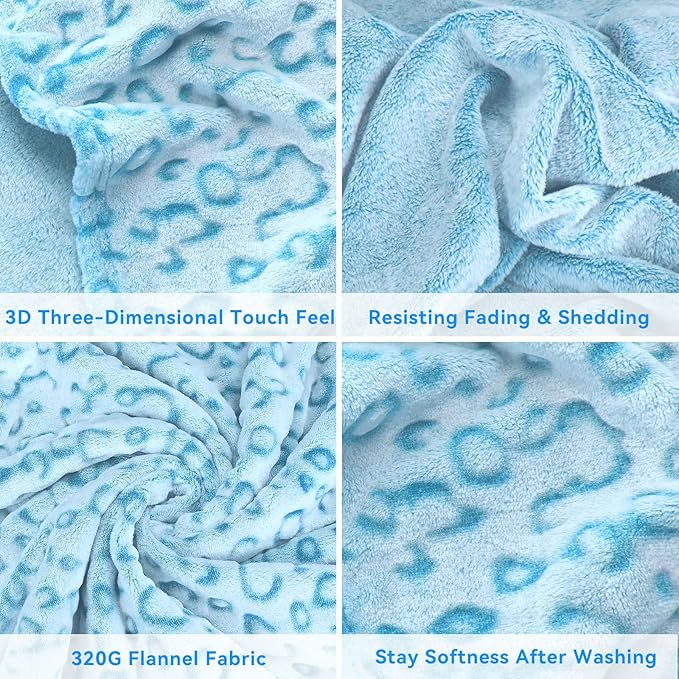 Blue Leopard Print Throw Blanket for Women, Ultra Soft Warm Cheetah Blanket, Fleece Throw for Bed Sofa Couch, Home Decor Living Room Bedroom Decor, Mothers Day Birthday Gifts for Mom Grandma, 50"x60"