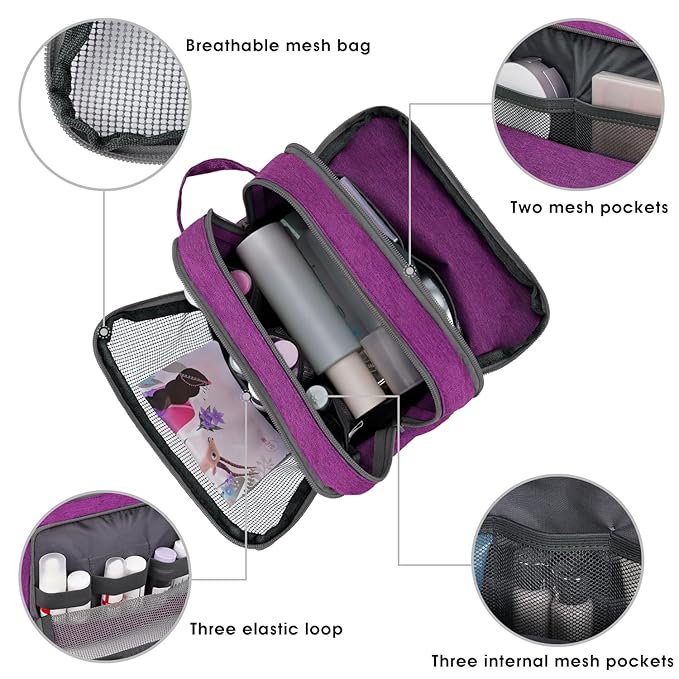 Toiletry Bag for Men Hanging Dopp Kit Water Resistant Shaving Bag Small Toiletry Bag for Traveling (Deep Purple)