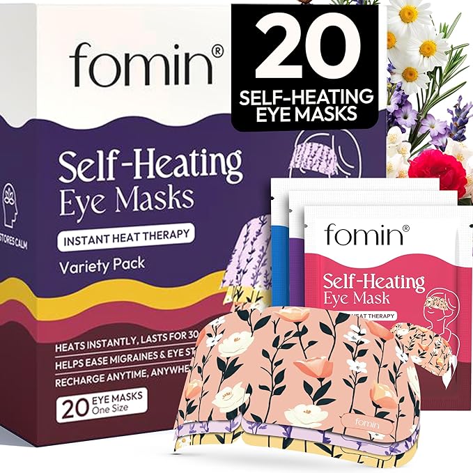 Fomin Self Heating Eye Mask- 20 Pack - Variety Pack Heated Eye Mask, Disposable Self Heating Steam Mask for Home, Sleep, Spa, Easter & Relaxation Gifts for Women