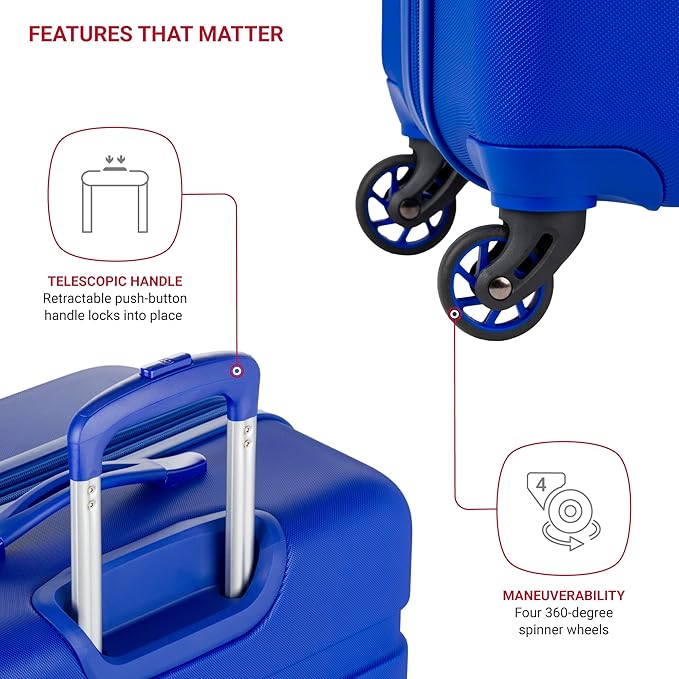 SwissGear 7366 Signature Hardside Expandable Luggage with Spinner Wheels, TSA Lock, Cobalt, Checked-Large 27-Inch