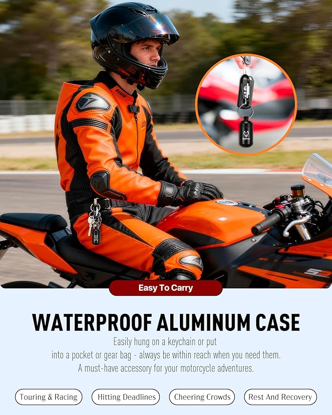 Motorcycle Ear Plugs for Wind Noise Reduction - 2 Pairs - 25dB - Motorcycle Accessories - Reusable Moto Earplugs, Soft Comfortable Hearing Protection for Motorbike, Touring, Racing, Riding