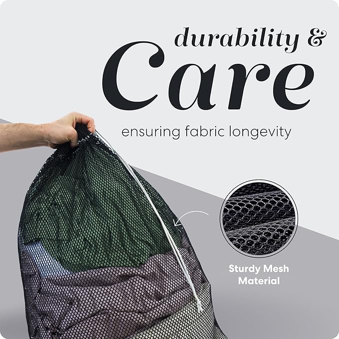 Handy Laundry Mesh Laundry Bags XL 24" x 36" – 2 Pack Heavy Duty, Durable, Machine Washable Drawstring Bags for Delicates, Laundry Hamper Liner, College Dorm, Travel, Storage – Black