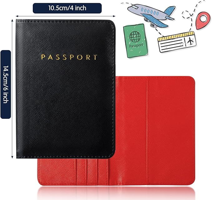 2 Pcs Passport Cover Holder for Travel Waterproof Leather Passport Wallet Case Book Travel Cruise Essentials for Women Men | 2 Pieces, Bridal, Holder, Waterproof, Holder Covers, Travel Wallet