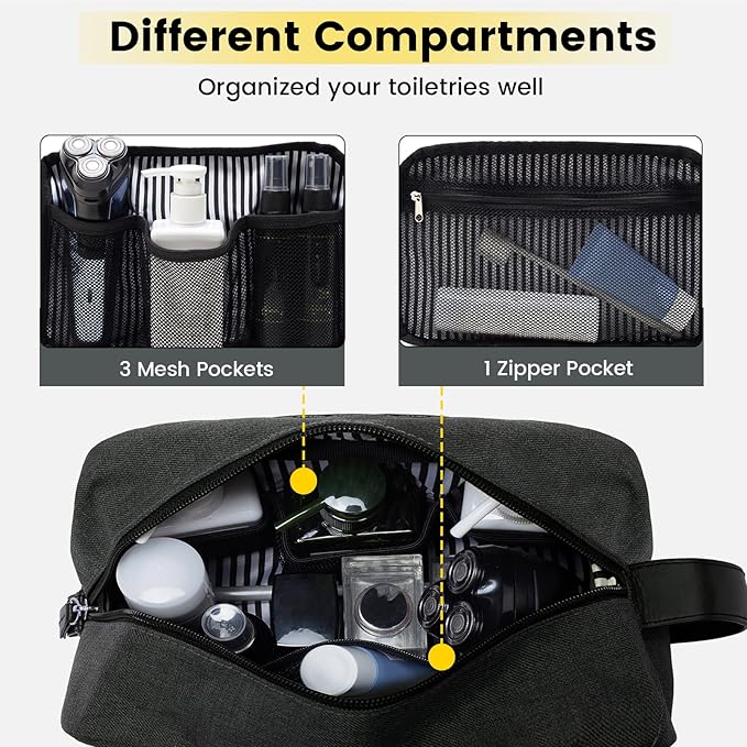 Vorspack Toiletry Bag for Men - Water Resistant Travel Bag for Toiletries, Bathroom Essentials, Travel Accessories, Gifts - Grey