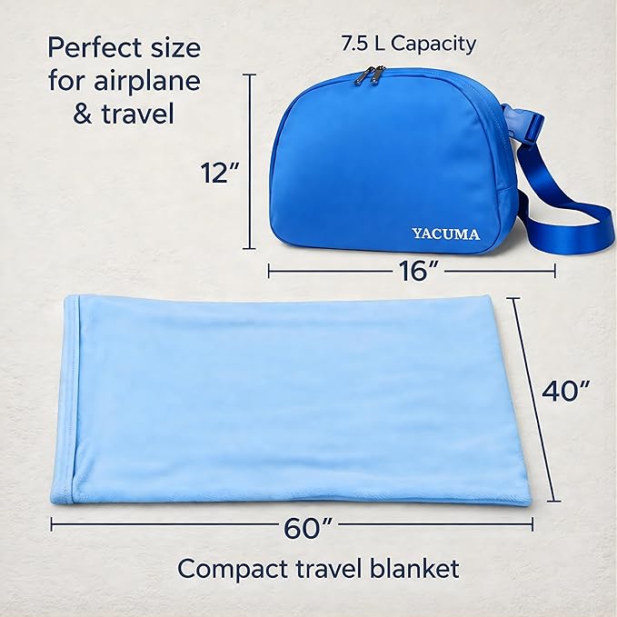 Travel Blanket Airplane – Ultra Soft Flannel 40”x60”, Cozy Compact Blanket with Organizer Bag, Lightweight Comfort for Flights & Home