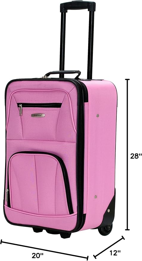 Rockland Journey Softside Upright Luggage Set, Expandable, Pink, 4-Piece (14/19/24/28)
