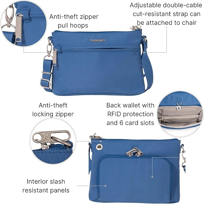 Baggallini womens Securtex Anti-theft Memento Crossbody Bag