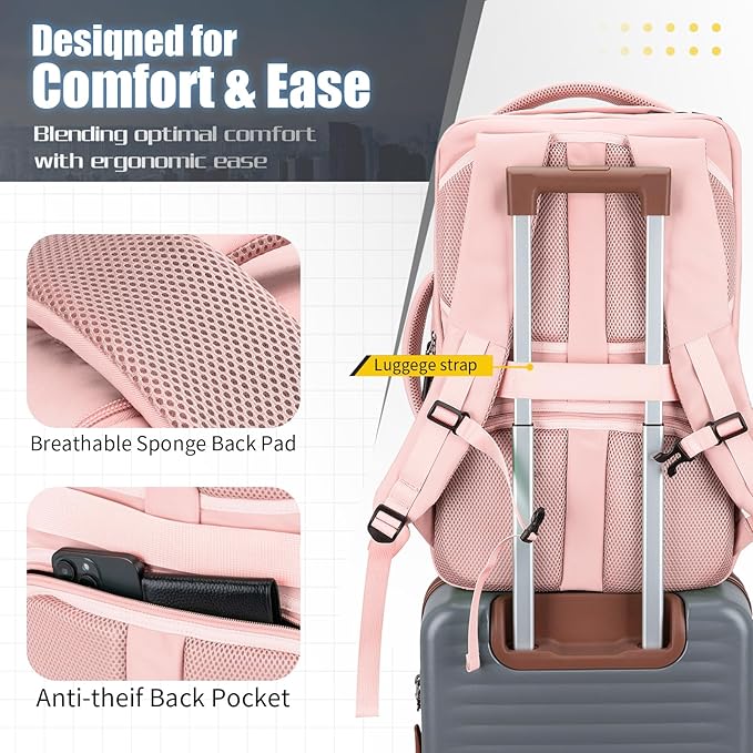 42L Travel Backpack with 4 Packing Cubes, TSA Friendly Flight Approved Carry-On Bag, Water-Resistant Weekender Business Backpack for Men Women, Fits 17.3" Laptop