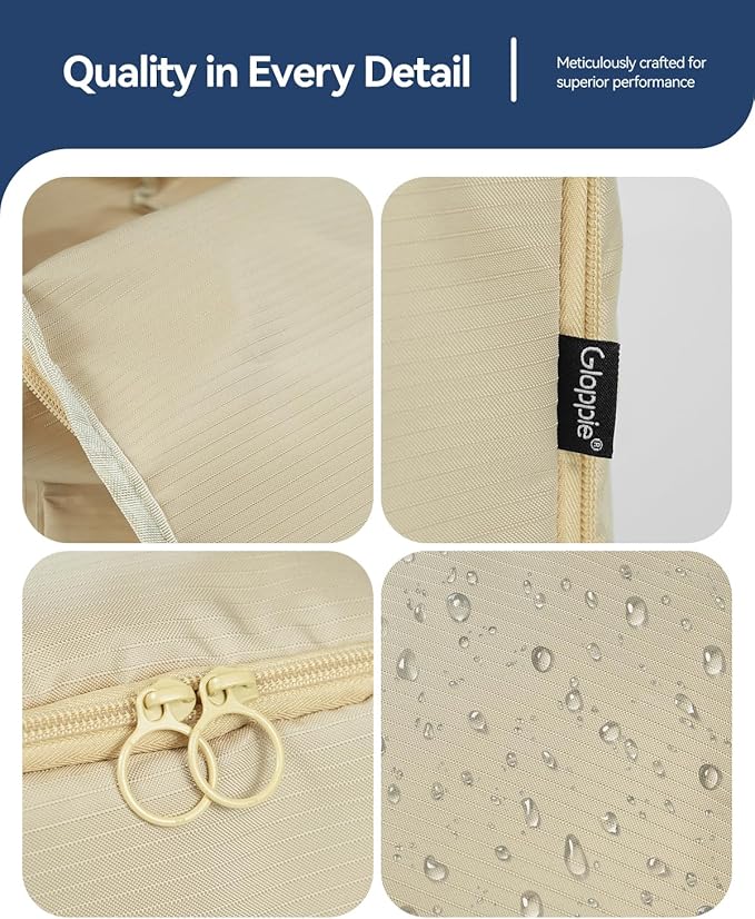 Gloppie Shoe Bags for Travel - Portable Shoes Storage Bag, Shoe Pouch, Shoe Packing Cubes for Men Women - Sahara Beige
