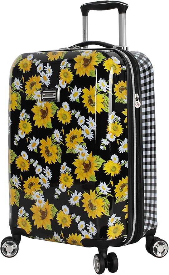 Betsey Johnson Designer 20 Inch Carry On - Expandable (ABS + PC) Hardside Luggage - Lightweight Durable Suitcase With 8-Rolling Spinner Wheels for Women (Sunflower)