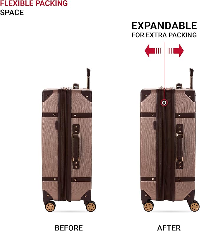 SwissGear 7739 Hardside Luggage Trunk with Spinner Wheels, Blush, Checked-Large 26-Inch