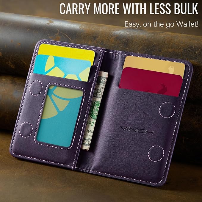 Vinich for MagSafe Wallet Magnetic RFID Blocking Card Holder Compatible with MagSafe Phones and Cases, Strong Magnet Minimalist Phone Wallet for iPhone 17/16/15/14/13/12/ Pro/Max/Plus, Vintage Purple