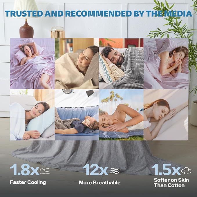 Cooling Blanket Queen Size, 90"x90" Cooling Blankets for Hot Sleepers, Cold Blanket Thin Lightweight Breathable Soft for Couch Bed, Lightweight Blanket Keep Cool for Night Sweats