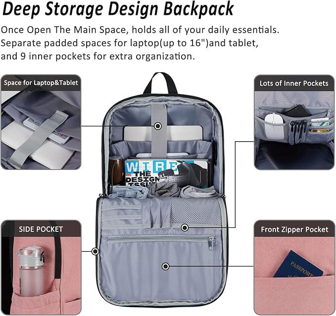 MAXTOP Deep Storage Laptop Backpack Business Anti-theft Backpacks[Water Resistant] College Computer Bookbag Fits 16 Inch Laptop