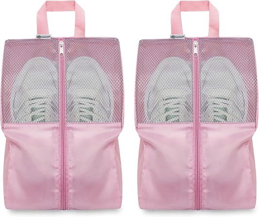 Shoe Bags For Travel, Used As For Storage or Shoe Travel Bag, Featuring Waterproof Nylon Sneaker Bag. (Light Pink, 2 Pack, Large)