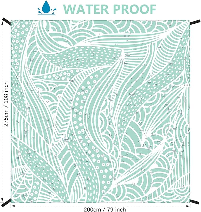 Beach Blanket Waterproof Sandproof Beach Mat for 1-8 Adults Quick Drying Durable Outdoor Picnic Mat for Beach Festival Travel Camping Hiking (LBL-Ripple, 79"×108"(6 Person))