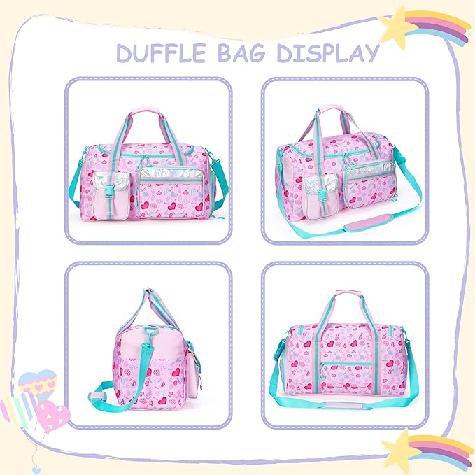 Kids Duffle Bag Girls Women Travel Bag Gifts Overnight Bags for Girls Women Kids Gym Dance Bags with Shoes Compartment