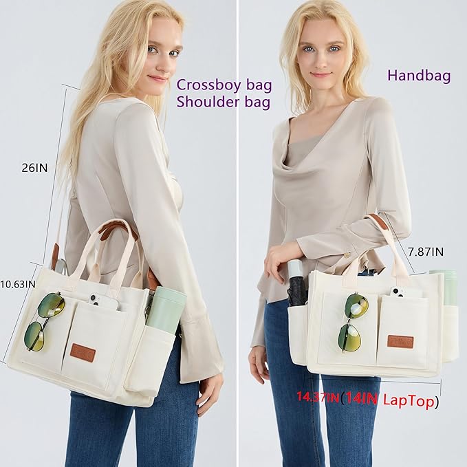 ZHMO Canvas Tote Bag for Women,Women's Bags Crossbody Bags Work Laptop Tote Bag Large Handbags Purse for Travel Nurse Teacher